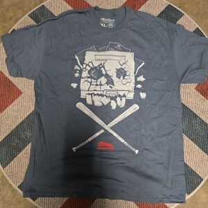 Office Space Skull Graphic Blue Tee